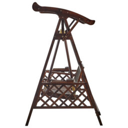 Beliani Patio Swing Senarica Spruce Wood Dark Brown - thumbnail 6