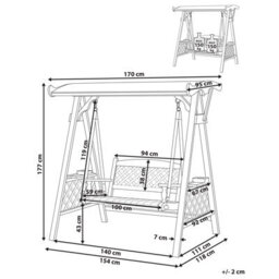Beliani Patio Swing Senarica Spruce Wood Dark Brown - thumbnail 3
