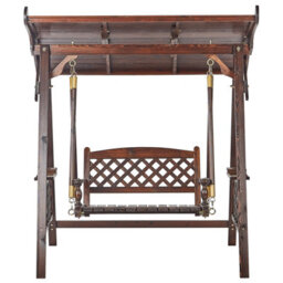 Beliani Patio Swing Senarica Spruce Wood Dark Brown - thumbnail 5