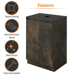 Plum&clay Rigel Metallic Brown Floor Standing Bathroom Vanity Unit With Black Worktop (W)600mm (H)850mm - thumbnail 6