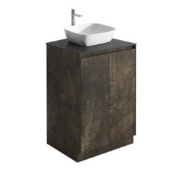 Plum&clay Rigel Metallic Brown Floor Standing Bathroom Vanity Unit With Black Worktop (W)600mm (H)850mm - thumbnail 2