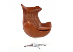 Aviator Enterprise Armchair Swivel Egg Vintage Tan Distressed Real Leather - thumbnail 3