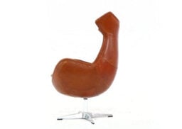 Aviator Enterprise Armchair Swivel Egg Vintage Tan Distressed Real Leather - thumbnail 4
