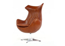 Aviator Enterprise Armchair Swivel Egg Vintage Tan Distressed Real Leather - thumbnail 2