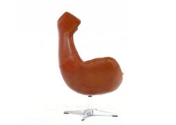Aviator Enterprise Armchair Swivel Egg Vintage Tan Distressed Real Leather - thumbnail 5