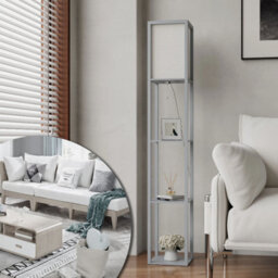 Wood Floor Lamp Free Standing 3-Tier Storage Shelf Reading Bedroom Living Room - thumbnail 6