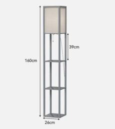Wood Floor Lamp Free Standing 3-Tier Storage Shelf Reading Bedroom Living Room - thumbnail 7