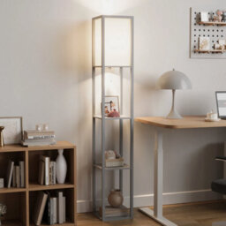 Wood Floor Lamp Free Standing 3-Tier Storage Shelf Reading Bedroom Living Room - thumbnail 2
