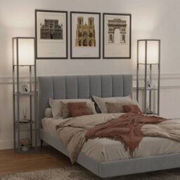 Wood Floor Lamp Free Standing 3-Tier Storage Shelf Reading Bedroom Living Room - thumbnail 3