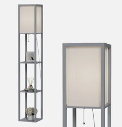 Wood Floor Lamp Free Standing 3-Tier Storage Shelf Reading Bedroom Living Room - thumbnail 1