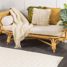 Beliani Off White Wool And Viscose Area Rug 80 X 150 Cm Hand-Woven - thumbnail 2