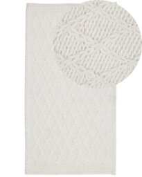 Beliani Off White Wool And Viscose Area Rug 80 X 150 Cm Hand-Woven - thumbnail 3