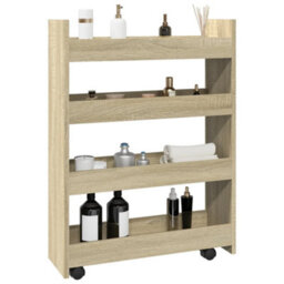 Walplus Narrow Storage Trolley 4 Tier Sonoma Oak Engineered Wood
