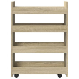 Walplus Narrow Storage Trolley 4 Tier Sonoma Oak Engineered Wood - thumbnail 4