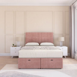 Sloomy Kansas End Lift Ottoman Bed 3Ft With Sprung Memory Mattress - Pink Plush & Headboard- Single - thumbnail 3