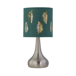 First Choice Lighting Set Of 2 Romana - Brushed Chrome Touch Table Lamps Dark Green Shades - thumbnail 2