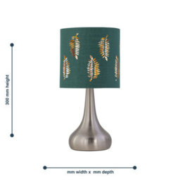 First Choice Lighting Set Of 2 Romana - Brushed Chrome Touch Table Lamps Dark Green Shades - thumbnail 7