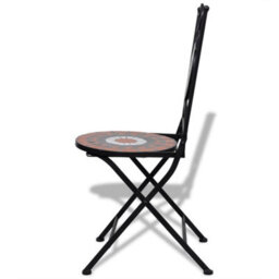 Berkfield Folding Bistro Chairs 2 Pcs Ceramic Terracotta And White - thumbnail 6