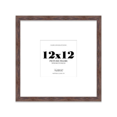 "12X12"" Walnut Picture Frame - 12X12"" Square Frame With 9X9"" Mount For 12X12""/9X9"" Pictures Luxurious Style Wall Art, 1 Pack" - image 1