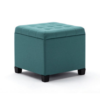 Hnnhome Pouffe Footstool Ottoman Storage Box,45Cm Cube Strong Wooden Frame Linen Seat Chair With Lids For Bedroom(Light Green) - image 1