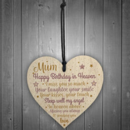 Red Ocean Mum Mother Mummy Memorial Birthday Plaque Wooden Heart Grave Side Tribute Rememberance Gift - thumbnail 2