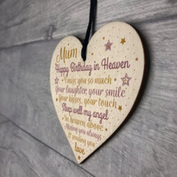 Red Ocean Mum Mother Mummy Memorial Birthday Plaque Wooden Heart Grave Side Tribute Rememberance Gift - thumbnail 7