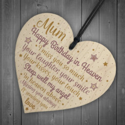 Red Ocean Mum Mother Mummy Memorial Birthday Plaque Wooden Heart Grave Side Tribute Rememberance Gift - thumbnail 6