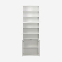 Sweeek - Shelf Modular Bookcase With White Wood Decor 3 Elements 2 Doors 5 Shelves W 70 X D 35 X H 210Cm - Kompo - thumbnail 3