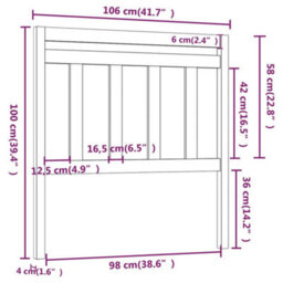 Berkfield Bed Headboard White 106X4X100 Cm Solid Wood Pine - thumbnail 5
