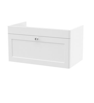 Hudson Reed Classique Components Wall Hung 1-Drawer Vanity Unit, Tstylish Single Vanity Unit With Soft Close Drawer, Satin White - image 1