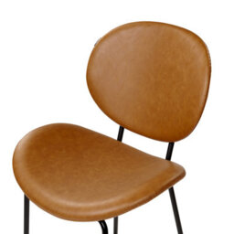 Wyld And Coco Living Set Of 2 Bar-Height Dining Chairs Golden Brown Faux Pu Leather Armless With Black Iron Legs - thumbnail 6