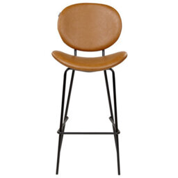 Wyld And Coco Living Set Of 2 Bar-Height Dining Chairs Golden Brown Faux Pu Leather Armless With Black Iron Legs - thumbnail 1