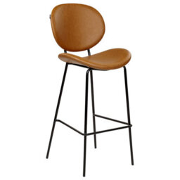 Wyld And Coco Living Set Of 2 Bar-Height Dining Chairs Golden Brown Faux Pu Leather Armless With Black Iron Legs - thumbnail 4
