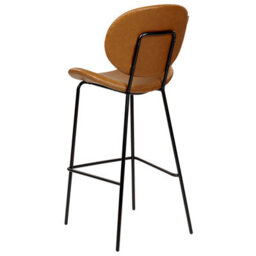 Wyld And Coco Living Set Of 2 Bar-Height Dining Chairs Golden Brown Faux Pu Leather Armless With Black Iron Legs - thumbnail 5