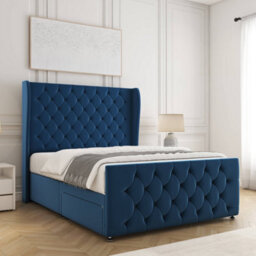 Bsspoke Anna Divan Bed Set Blue Plush Velvet With 54Inch Headboard & Footboard No Mattress No Drawers In 3Ft 4Ft 4Ft6 5Ft 6Ft - thumbnail 2