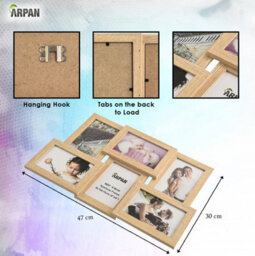 Arpan Collage Multiple Picture Frames For 6 Photos In 4 X 6 Inches Wooden, Mdf Wall Mounting Frame (Natural) - thumbnail 4