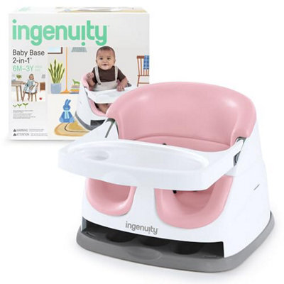Ingenuity Baby Base 2-In-1 Booster Feeding And Floor Seat With Self-Storing Tray - Peony