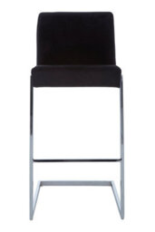 Orsina Black Velvet Bar Chair With Low Back, Modern Sled Base Bar Stool With Chrome Frame, Velvet Upholstered - thumbnail 4