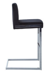 Orsina Black Velvet Bar Chair With Low Back, Modern Sled Base Bar Stool With Chrome Frame, Velvet Upholstered - thumbnail 3