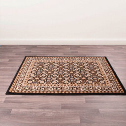 Traditional Black Bordered Floral Rug For Dining Room-80Cm X 150Cm - thumbnail 2