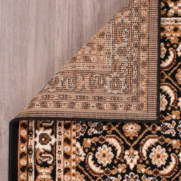 Traditional Black Bordered Floral Rug For Dining Room-80Cm X 150Cm - thumbnail 5