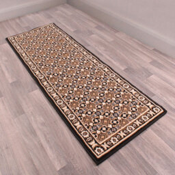 Traditional Black Bordered Floral Rug For Dining Room-80Cm X 150Cm - thumbnail 8