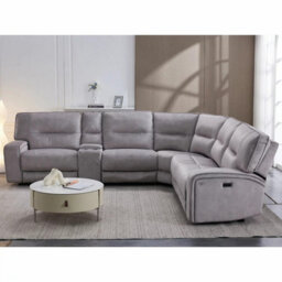 Xample Excalibur Grey Fabric 6 Piece Power Reclining Corner Sofa 3 Recliners Usb Cupholder Console Storage Electric Sectional Sofa - thumbnail 5