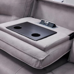 Xample Excalibur Grey Fabric 6 Piece Power Reclining Corner Sofa 3 Recliners Usb Cupholder Console Storage Electric Sectional Sofa - thumbnail 7