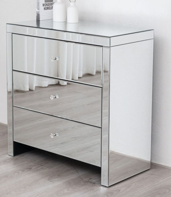 Comfy Living Mirrored 3 Drawer Chest Of Drawers - image 1
