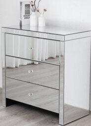 Comfy Living Mirrored 3 Drawer Chest Of Drawers - thumbnail 4
