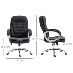 Executive Office Chair Adj Height Wheels Black - thumbnail 2