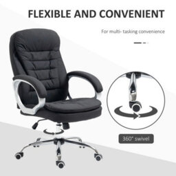 Executive Office Chair Adj Height Wheels Black - thumbnail 3