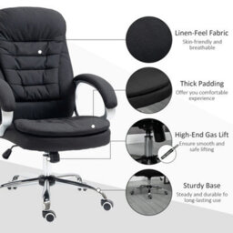 Executive Office Chair Adj Height Wheels Black - thumbnail 4