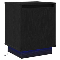 Berkfield Modern Bedside Cabinet With Led Lights Black 39X34,5X50 Cm - thumbnail 1